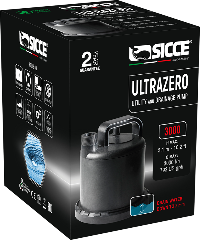 Sicce ULTRAZERO Utility Drainage Pump - 793 gph